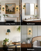 KDG Cordless Wall Sconces Set of 2, Small Wireless 5200mAh Rechargeable Battery Fabric LED Wall Lamps, Portables Lightings for Wall Painting, Living Room, Bedroom, Hallway, Gifts, Night Light (Green)