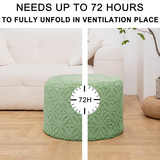 Plush Multi-Functional Ottoman Pouf – Ergonomic Ottoman Foot Rest with Space-Saving Design, Perfect Under Desks, Couches & Sofas (Sage Green)