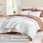Comfort Spaces King Quilt Set Modern Reversible Diamond Coverlet King Bedding Set Cozy Quilted Winter Layer, All Season Lightweight Soft King Size Quilt, Kienna, White Diamond 3 Piece