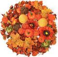 Nuanchu 140 Pcs Fall Potpourri Bags Potpourri Bowl Filler Decor Decorative Balls Vase Bowl Filler Assorted Dried Flowers Rattan Wicker Balls for Home Decor Centerpiece, No Scent