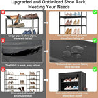 ROJASOP Shoe Rack with Covers 10 Tier Large Shoe Organizer Tall Shoe Closet Storage for 20-22 Pairs Shoe and Boot, Free Standing Shoe Rack Organizer for Closet, Entryway, Bedroom, Black