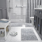 Yimobra Bath Mats for Bathroom Non Slip, 31.5x20, Extra Soft Chenille Bathroom Rugs, Fluffy Plush Luxury Shower Mat Outside, Water Absorbent, Machine Washable, Sink and Tub, Light Grey & Dark Grey