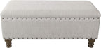 HomePop Large Storage Bench with Nailhead Trim -Gray Woven
