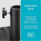 Home Zone Living 40lb Round Fillable Patio Umbrella Base Stand, 18in, Pole Holder, Water, Sand, Fits Poles Up to 1.9in(48mm) Diameter, UV Resistant, Lawn, Deck, Backyard, Garden, Spa, Pool, USA-Based