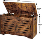 DINZI LVJ Storage Chest, Flip-Top Wooden Toy Box with 2 Safety Hinges, Retro Entryway Shoe Bench, Sturdy Large Storage Trunk for Living Room, Bedroom, Toddler Room, Easy Assembly, Rustic Brown