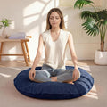 35" Washable Floor Pillow Cushion for Adults, Meditation Cushion Pillow, Extra Large Round Floor Sitting, Removable Tufted Corduroy Cover, for Tatami Living Room or Yoga, Navy, Machine Washable