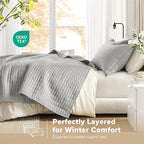 Comfort Spaces - CS14-0060 Kienna Quilt Coverlet Bedspread Ultra Soft Hypoallergenic All Season Lightweight Filling Stitched Bedding Set, King 104"x90", Gray 2 Piece