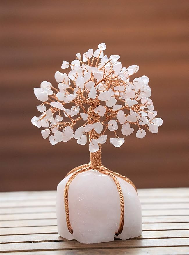 Rose Quartz Crystal Tree with Rose Quartz Stone Base Tree of Life Decor for Bedroom, Birthday Gifts for Women, Sister Gift, Birthday Gifts for Mom, Cute Home Decor Pink Housewarming Present