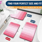 OLANLY Bathroom Rug Set 2 Piece, Soft Absorbent Microfiber Bath Mats and U-Shaped Contour Toilet Rug, Non-Slip, Machine Wash Dry, Plush Shaggy Bath Mats for Bathroom (30"x20"+24"x20", Pink)