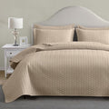 Maple&Stone Quilt Set King Size, Lightweight Beige Bedspread Ultrasonic Chevron Pattern Light Coverlet for All Season Comforter Bedding Decor - 3 Piece King Bed Cover Sets