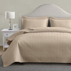 Maple&Stone Quilt Set California King Size, Lightweight Beige Bedspread Ultrasonic Chevron Pattern Light Coverlet for All Season Comforter Bedding Decor - 3 Piece Bed Cover Sets
