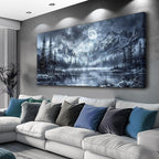 FUHAIHUA Large Canvas Wall Art For Living Room Wall Decor For Bedroom Office Decoration Black And White Wall Painting Forest Landscape Picture Hotel Artwork Poster Home Decor Ready to Hang 30X60 In