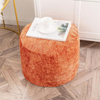 Round Boucle Pouf Ottoman Modern Foam Filled Foot Rest Multifunctional Foot Rest Coffee Table Floor Pouf Seat for Living Room Bedroom Orange