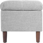 Homepop Home Decor | Tufted Ainsley Button Storage Ottoman Bench with Hinged Lid | Ottoman Bench with Storage for Living Room & Bedroom,Gray Woven