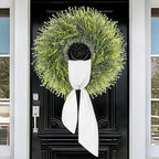 28In Large Boxwoods Door Wreaths for Front Door Spring Summer Outside All Season Green Year Round Artificial Greenery Wreath for Wall Window Rustic Farmhouse Home Outdoor Indoor Decorations