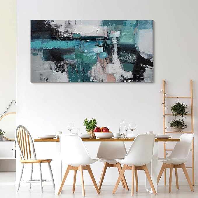 YDYSUNE Abstract Wall Art - Large Elegant and Modern Painting Green Canvas Decor Picture for Living Room Gray Background Home Bedroom Decoration Artwork Decor Size 24X48inch