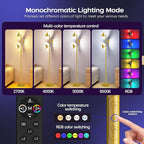36W RGBCW Floor Lamp, Color Changing LED Tree Floor Lamp, Stepless Dimmable Tall Standing Lamp with Remote & Touch Control, 2700K-6500K Modern Floor Lamps for Living Room, Bedroom, Gaming Room - Gold