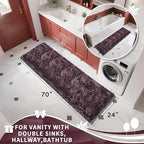 Yimobra Long Bathroom Rugs Runner 70x24 Inch, Extra Thick Soft Absorbent Chenille Bath Mat, Non Slip Machine Washable, Quick Dry Bath Rugs for Bathroom Floor, Tub and Shower, Purple Grey