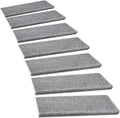 PURE ERA Bullnose Carpet Stair Treads Set Tape Free Non-Slip Indoor Stair Protectors Pet Friendly Rugs Covers Soft Skid Resistant Washable Reusable 9.5" x 30"(2 Pieces,Gray)