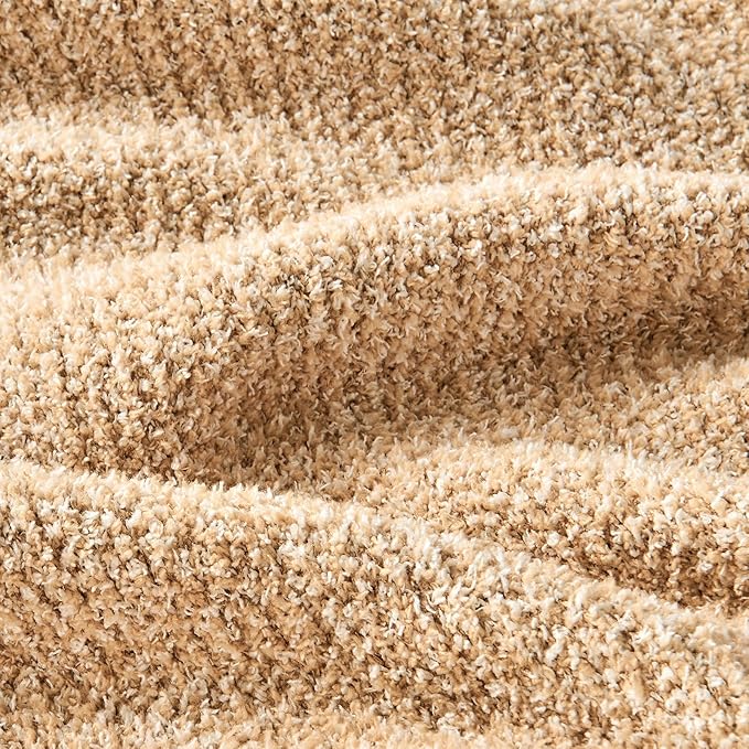 CozeCube Super Soft Fullfy Microfiber Reversible Knitted Blankets, Warm Cozy Fuzzy Plush Throw, Beige and White Melange Throw Blanket for Couch Bed Sofa, 50" x 60"