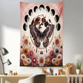 Ambesonne Boho Tapestry, Springtime Butterfly Art with Delicate Floral Garden and Dreamy Moon Circle, Fabric Wall Hanging Decor for Bedroom Living Room Dorm, 30" X 45", Pale Ruby Dark Taupe