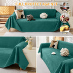 Deep Dream Cat-Scratch Resistant Couch Cover, Waterproof Sofa Cover for 3 Cushion Couch Washable, Pet Friendly Couch Protectors Anti Slip Thickened Love Seat Slipcovers for Dogs Pets,71" x 134",Green