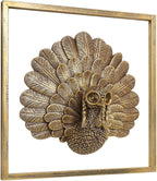 Animal Heads Wall Decor ( Includes Metal Frame) Christmas Indoor Decor Resin Animals Sculptures Head Wall Hanging Thanksgiving Decoration Gold vintage Wall Sculpture for Living Room Bedroom Office(Turkey)