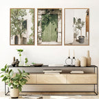 CHDITB Vintage Italy City Framed Wall Art, Nature Botanical Olive Green Wall Decor, Rustic Italian Landscape Painting, Modern Minimalist Country Art Prints for Living Room, Bedroom, Office 24"x36"x3