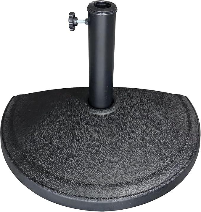 US Weight Half Round 20 lb Patio Umbrella Base - Adjustable Umbrella Stand for Posts up to 1.9 in - Sun and Weather Resistant - Half Round Design with Textured Surface