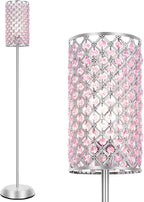 GyroVu Crystal Floor Lamp for Bedroom, Living Room Pink Floor Lamps Modern Tall Lamp with On/Off Foot Switch Glam Standing Light for Girls Bedroom Minimalism Pole Corner Lamp for Office Dorm Hotel