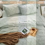 Sasttie King Size Comforter Set, 7-Piece Bed in a Bag, Pintuck Bedding Set for All Season, Includes Comforter, Flat Sheet, Fitted Sheet, Pillowcases and Pillowshams, Sage Grey