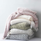 Ultra Soft Cozy Sherpa Throw Blanket with Tassel, Light Weight Warm Decorative Boho Style Plush Throw Blanket Cover for Couch, Sofa, Bedroom,Travel, Outdoor, 50”x60”, Green