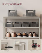 VASAGLE Shoe Rack for Entryway, 5-Tier Shoe Rack Organizer with Storage Shelves and Spacious Top, Freestanding, Adjustable, Industrial, Cappuccino Beige and Oatmeal Beige ULBS038L01