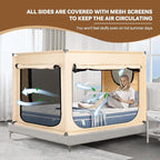 Bed Canopy Portable Blackout Bed Tent Privacy Tent for Adult Indoor Sleeping with 3 Doors, Storage Bag