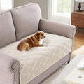 H.VERSAILTEX Couch Cover Chenille Pet Fuzzy Sofa Covers for 2 Cushion Couch Anti Slip Washable Sofa Slipcovers with Strap Soft Couch Protector Cover for Dogs Cats Kids(36" x 63", Ivory)