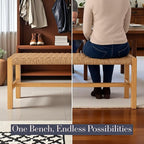 Alaterre Furniture Newport 40 Inch Solid Wood Entryway Bench - Modern Farmhouse Indoor Decorative Bench with Handcrafted Woven Rope Seat - Furniture for Entryway, Dining Room, or Kitchen (Natural)