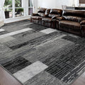 FlyDOIT Modern Geometric Patchwork Area Rug, 7x10 Grey Large Rugs for Living Room, Rockwood Collection Indoor Rugs for Bedroom, Throw Carpet Floor Decor for Entryway Dining Room Office Nursery