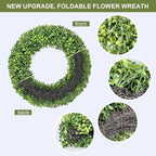 Wreaths, 20" Wreath, Boxwood Wreaths for Front Door, for Spring, Summer, Fall or Winter Wreath,Used for Farmhouse, Room Indoors,Outdoors, corridors, Offices. (Green)