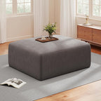 40" Square Stuffed Ottoman Pouf for Sofa Couch, Corduroy Poufs with Foam Chunk Filling, Furry & Fluffy Pouf Foot Stool Movable Ottoman. 40*40 Floor Poufs Foot Rest for Living Room, Grey(1 Piece Set)