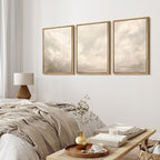 MUDECOR Framed Wall Art Print Set Neutral Cloudscape Soft Beige Abstract Sky Illustrations Modern Art Boho Decorative Colorful Chic for Living Room, Bedroom, Office - 16"x24"x3 Natural
