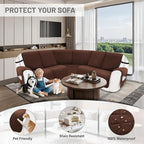 Reclining Sectional Couch Covers 100% Waterproof Recliner Cover Washable Velvet L Shape Recliner Sofa Cover for Dogs Pets Anti Slip Recliner Slipcovers with Pockets (5 Seat Sofa, Dark Coffee)
