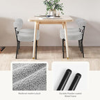Dining Chairs Set of 2, Mid Century Modern Boucle Upholstered Kitchen Chair with Curved Backrest & Metal Legs for Home/Living Room/Bedroom/Office-Grey