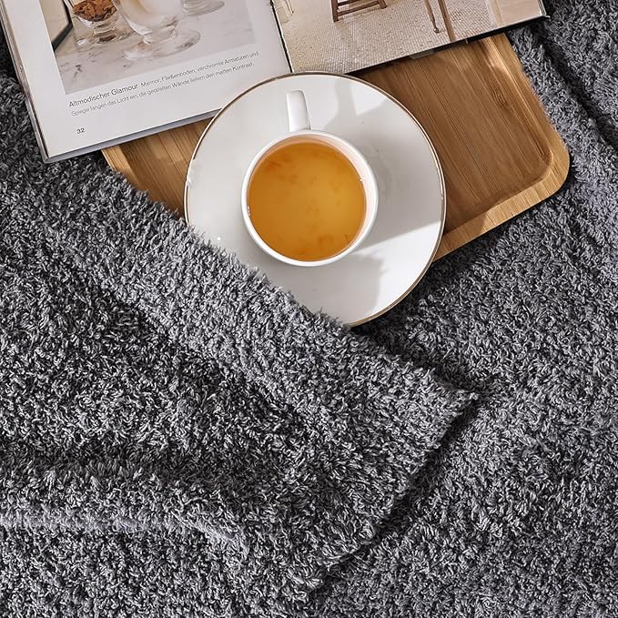 Panku Ultra Soft Cozy Knit Throw Blanket for Couch and Bed, Knitted Luxury Cozy Warm Fleece Blanket Throw, Plush Fluffy and Fuzzy Blankets for Gift (50x60 Inches, Dove Grey)