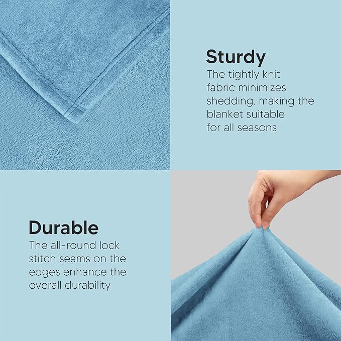 Utopia Bedding Fleece Blanket Twin Size Washed Blue 300GSM Luxury Anti-Static Fuzzy Soft Microfiber Bed Blanket (60x80 Inch)