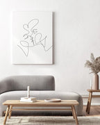 Y2K BOO Kissing Couple Wrapped Canvas Wall Art Romantic Intimacy Continuous Line Drawing 24x36 Inch Gallery Stretched Modern Home Love Art Decor
