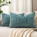 decorUhome Spring Teal Chenille Throw Pillow Covers 12x20 Set of 2 Textured Soft Cozy Slubby Couch Pillow Covers Modern Farmhouse Boho Decorative Pillow Cases for Bed Sofa Living Room