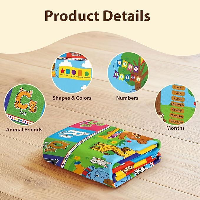 Upgrade Ultra Non Slip Kids ABC Rug for Kids Playroom – 2x3 Washable Alphabet Educational Learning Play Mat for Toddlers Baby, Colorful Carpet with Animals for Nursery, Classroom & Bedroom, 24"x40"