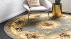 Rugs.com Chateau Collection Rug – 13' Round Light Blue Medium Rug Perfect for Kitchens, Dining Rooms