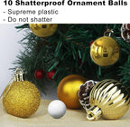 Gold 3.2" Large Christmas Balls - Christmas Tree Decoration Ornaments Shatterproof Hanging Balls for Birthday Halloween Holiday Wedding Decorations Set of 10pcs