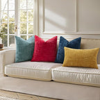 decorUhome Spring Red Chenille Euro Sham Throw Pillow Covers 22x22 Set of 2 Textured Soft Cozy Slubby Couch Pillow Covers Modern Farmhouse Boho Decorative Pillow Cases for Bed Sofa Living Room